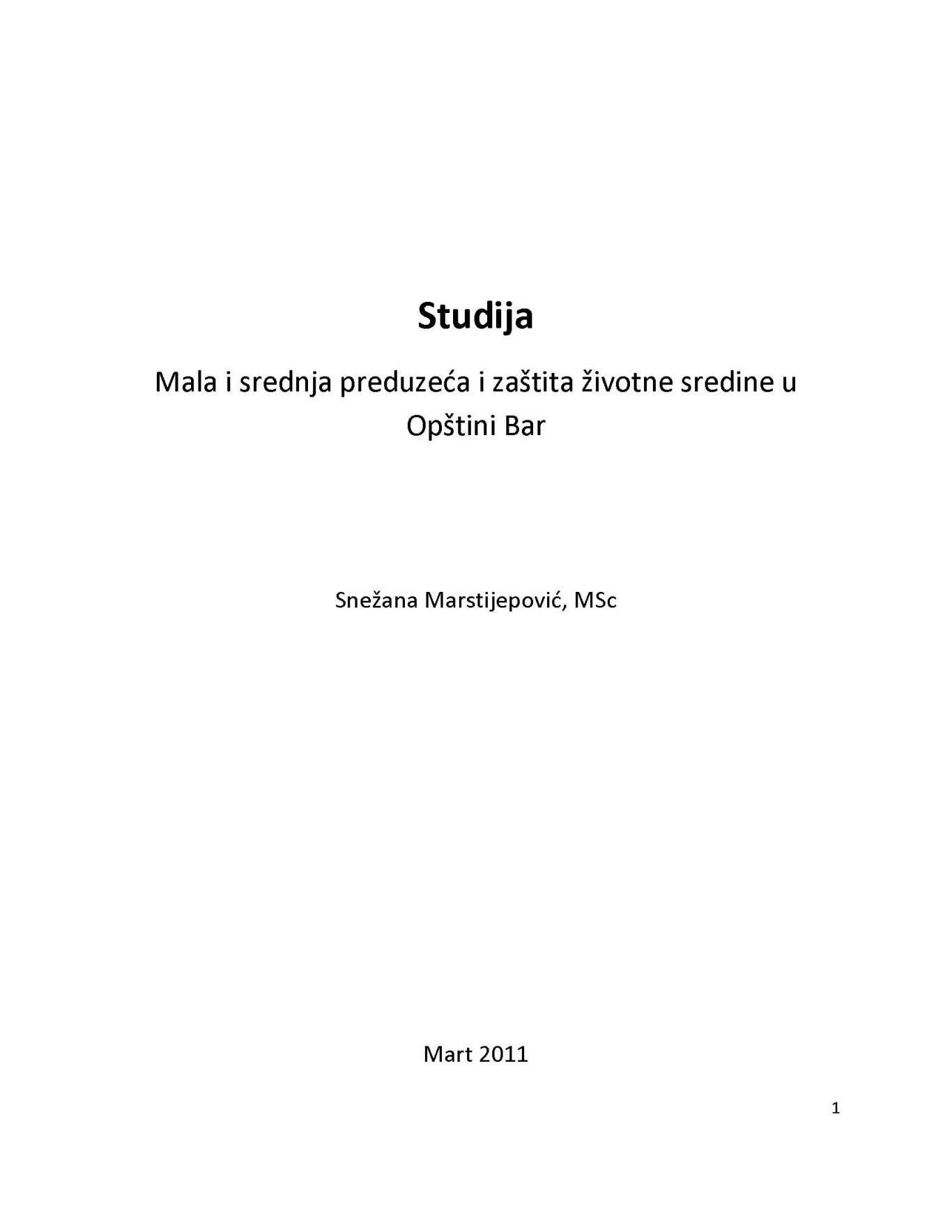 Small and medium enterprises and environmental protection in the municipality of Bar
